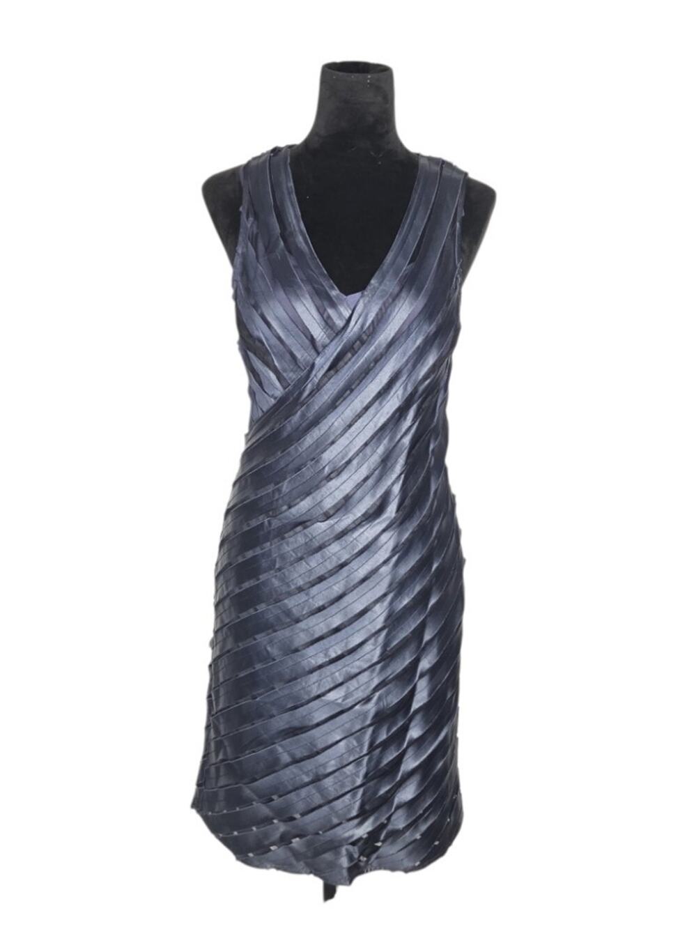 NWT Tracy Reese Bias Cut Silk Ribbon & Mesh Dress Sapphire Cocktail Party Size L